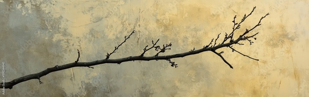Aufkleber silhouette of a tree branch against a muted textured background showcasing nature's simplicity and b