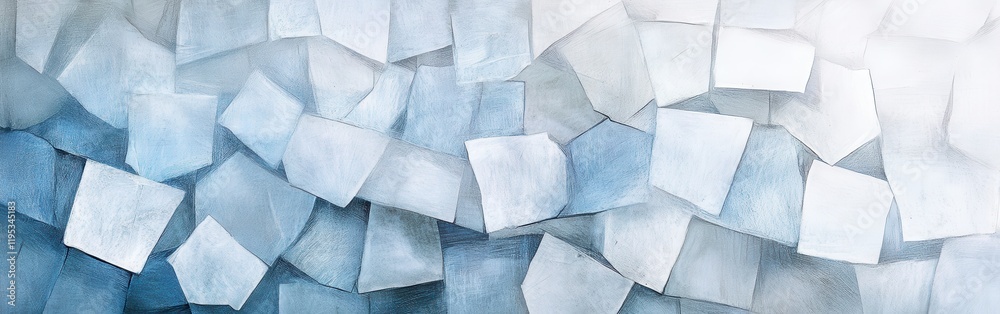 Aufkleber Abstract pencil stroke grid fragments create a cool-toned geometric pattern with varying shades of blue and white