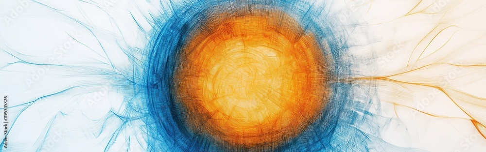 Aufkleber Abstract pencil strokes create a vibrant gradient with circular elements in a captivating design