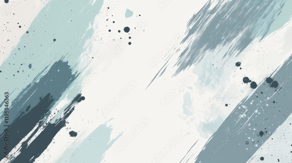 Aufkleber Abstract artwork featuring pastel mint and gray tones with brushstroke patterns and splashes