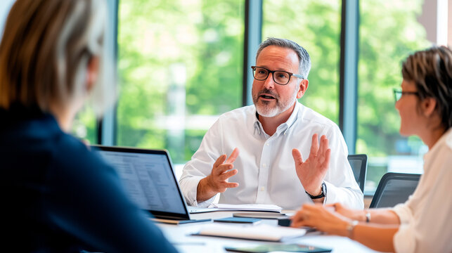 Bright Meeting Area with Professionals Collaborating