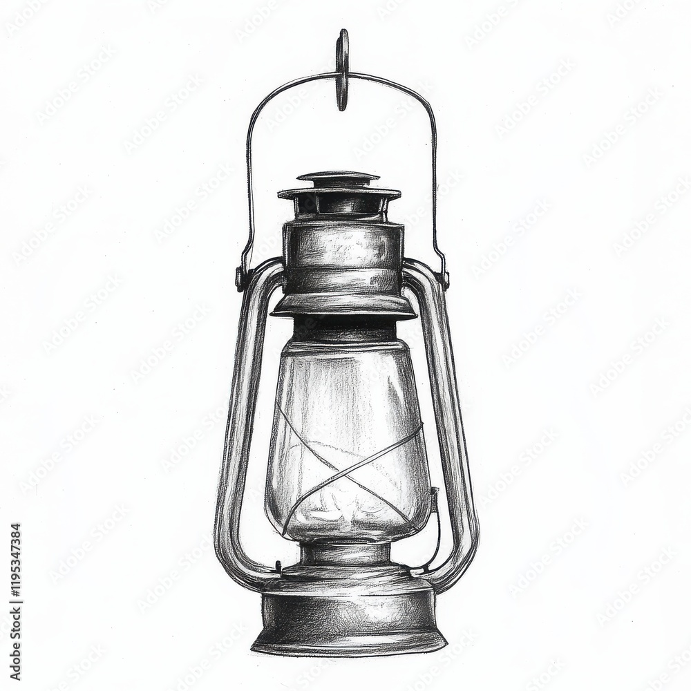 Aufkleber vintage lantern hanging from a hook in a rustic setting, capturing the charm of old-fashioned illumi