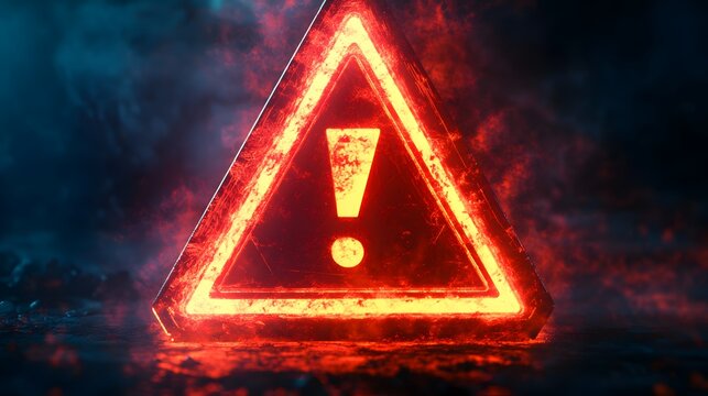 A vibrant warning triangle icon with a red exclamation mark in the center symbolizing danger or alerts in survival games.