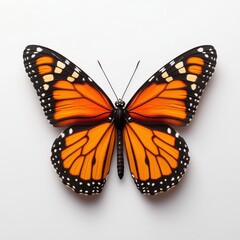 Fototapeta premium Vibrant orange monarch butterfly displaying intricate wing patterns in natural sunlight