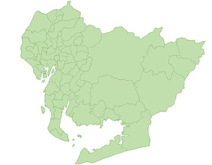 愛知県　地図　黄緑　イラスト