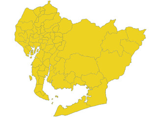 愛知県　地図　黄色　イラスト