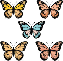 Obraz premium A stunning side view of a butterfly showcasing vibrant blue gradient wings gracefully combined with deep black edges. Perfect for nature-inspired designs, bringing beauty and sophistication to any pr