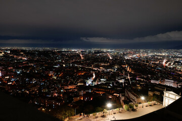 Fototapeta premium Night view of the city of Naples and its historic center, Italy.