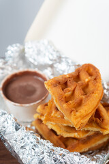 Delicious Waffles with Chocolate Sauce