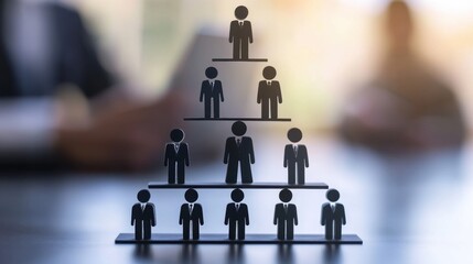 Hierarchical Structure with Silhouetted Figures in a Business Setting