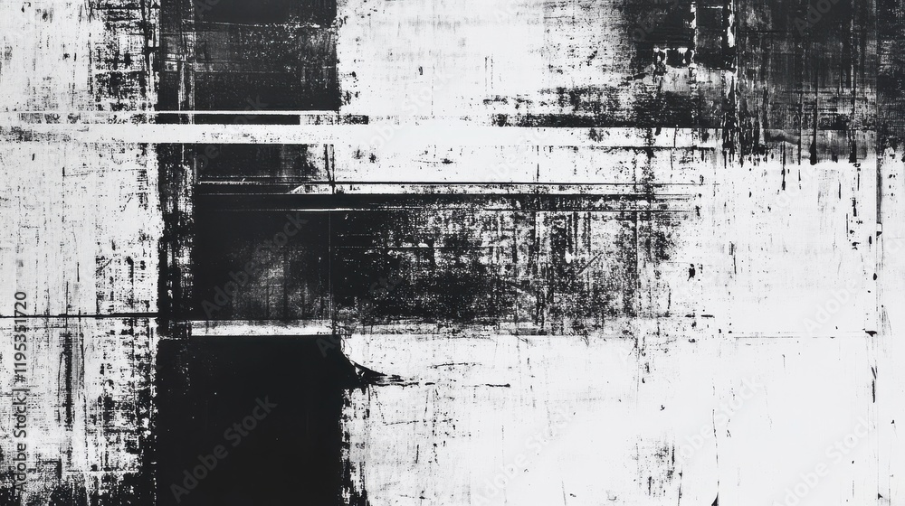 Poster industrial background featuring scratched textures in black and white with abstract patterns and lay