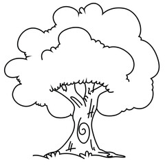Cute cartoon hand drawn vector tree outline.