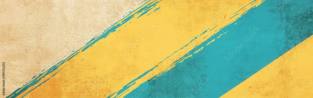 Poster playful diagonal stripes in yellow and turquoise create a dynamic design for creative projects and b