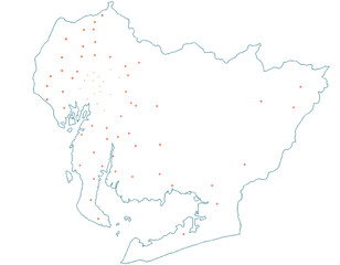 愛知県　地図　白　斑点　イラスト