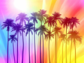 Vibrant Palm Trees Abstract Background