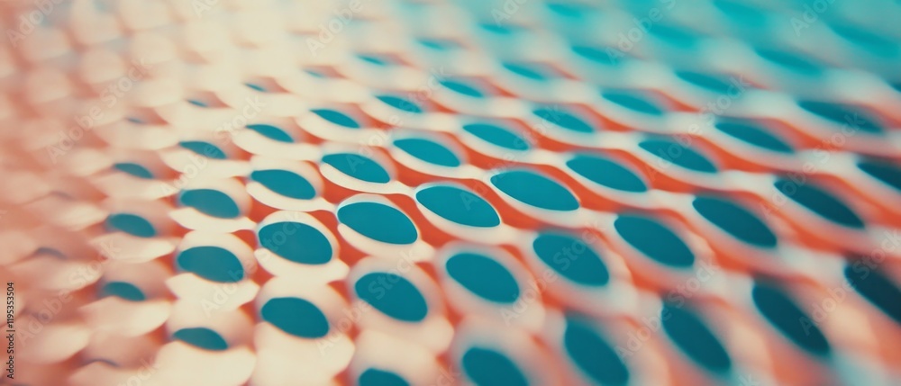 Poster Detailed view of a textured surface with circular patterns and vibrant colors showcasing depth and design