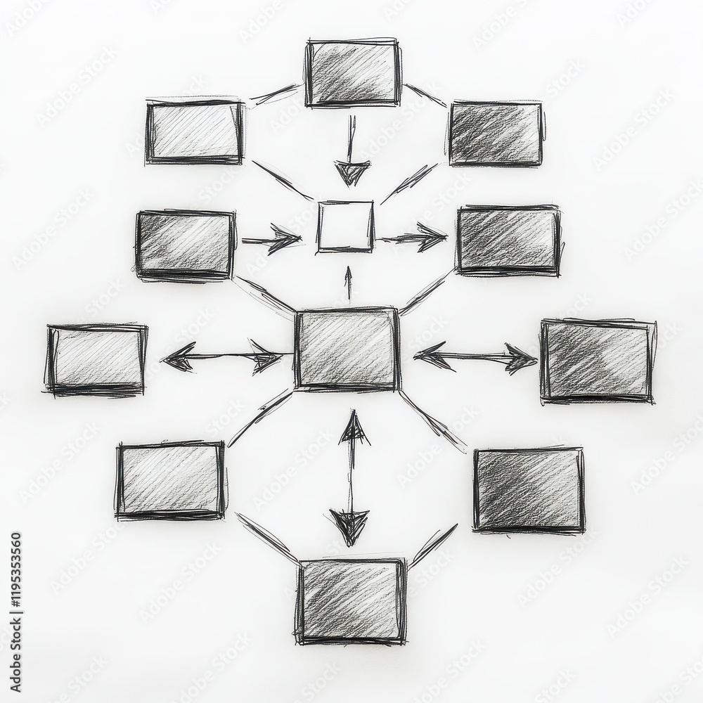 Leinwandbilder Flowchart illustrating interconnected processes and decision points for project management and workflow analysis
