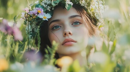 Creative photography workshop showcasing natural beauty in a vibrant field setting with floral elements