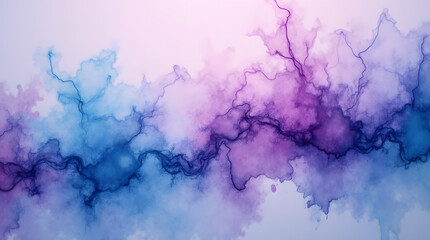 A cloud pattern of alcohol ink in shades of purple and blue creates an ethereal atmosphere with splashes of colour creating dreamy patterns on the surface of the fabric.