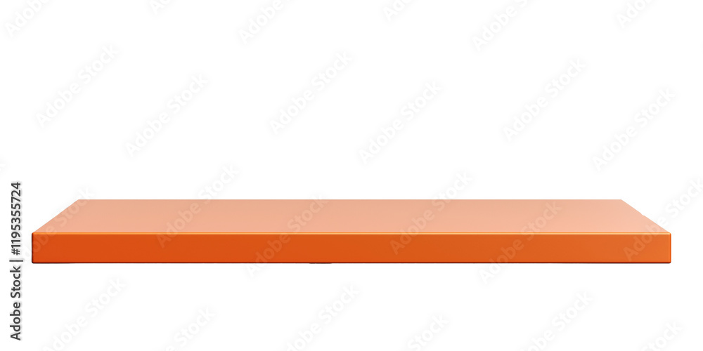 Poster Orange tabletop with smooth surface, ideal for product display against transparency background. minimalist design enhances focus on displayed items, making it perfect for showcasing
