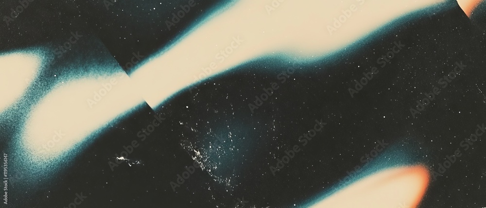 Poster Colorful abstract light patterns create a dynamic visual experience in a dark setting with a cosmic atmosphere