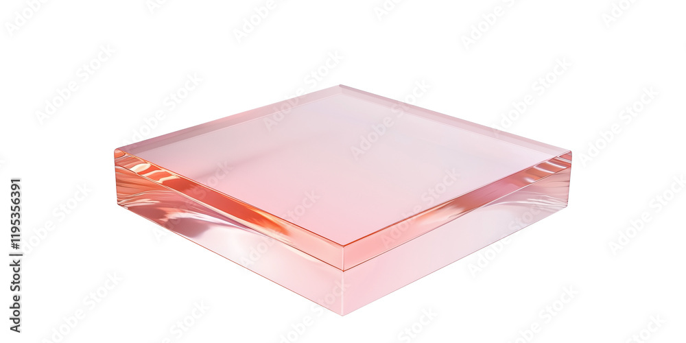 Poster sleek pink acrylic base display with glossy finish, isolated on transparency background, showcasing 