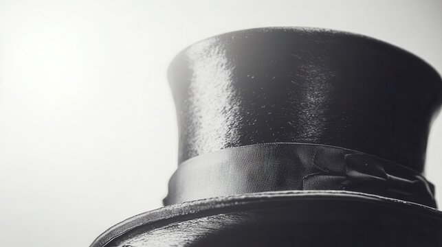 elegant top hat against a clean white background, showcasing its classic design and rich textures, symbolizing sophistication and style