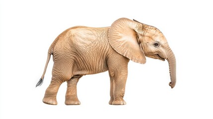 Fototapeta premium A majestic young elephant stands gracefully, showcasing its unique features and gentle demeanor. Perfect for wildlife enthusiasts and conservation themes.