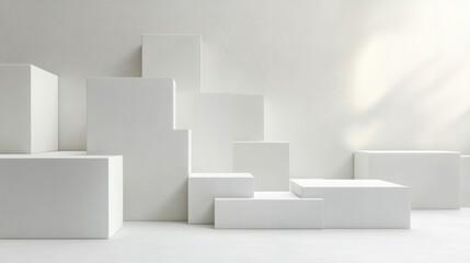 Fototapeta premium Elegant White Geometric Shapes Display Background