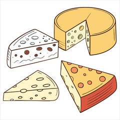 Cheese dices and slices design art silhouettes vector