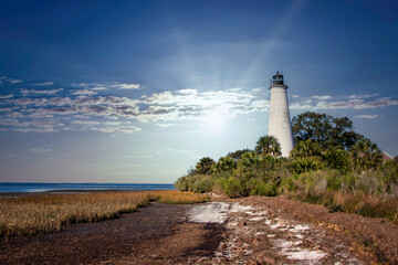 Saint Marks Lighthouse in Saint Marks River Preserve State Park, Tallahassee, Florida