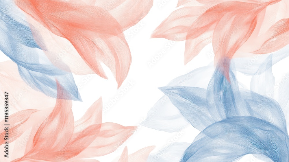 Aufkleber Soft floral designs in warm tones on an elegant white background create a serene and artistic atmosphere perfect for various uses