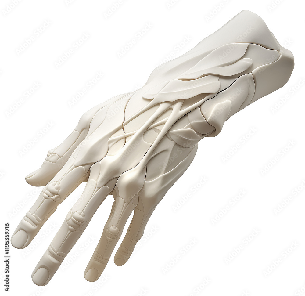 Poster white marble hand with delicate carvings, showcasing intricate details and smooth texture, isolated on transparency background