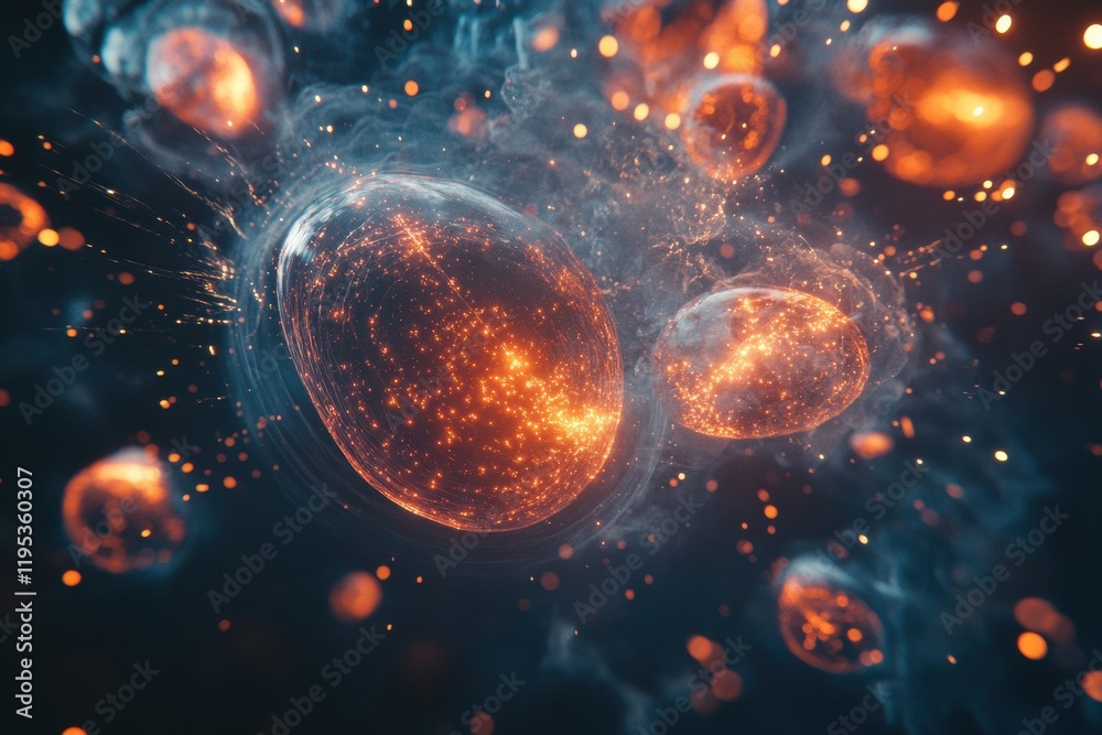 Fototapete dynamic visualization of antibodies actively combating pathogens in a cellular environment showcases