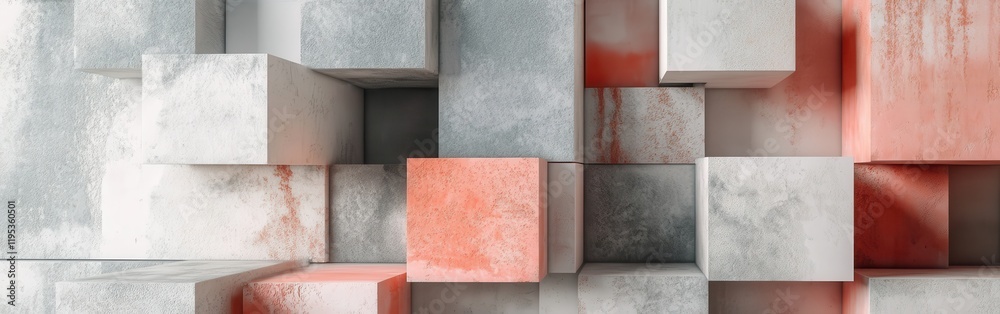 Aufkleber elegant coral and gray blocks create a harmonious dissolution effect in contemporary interior design