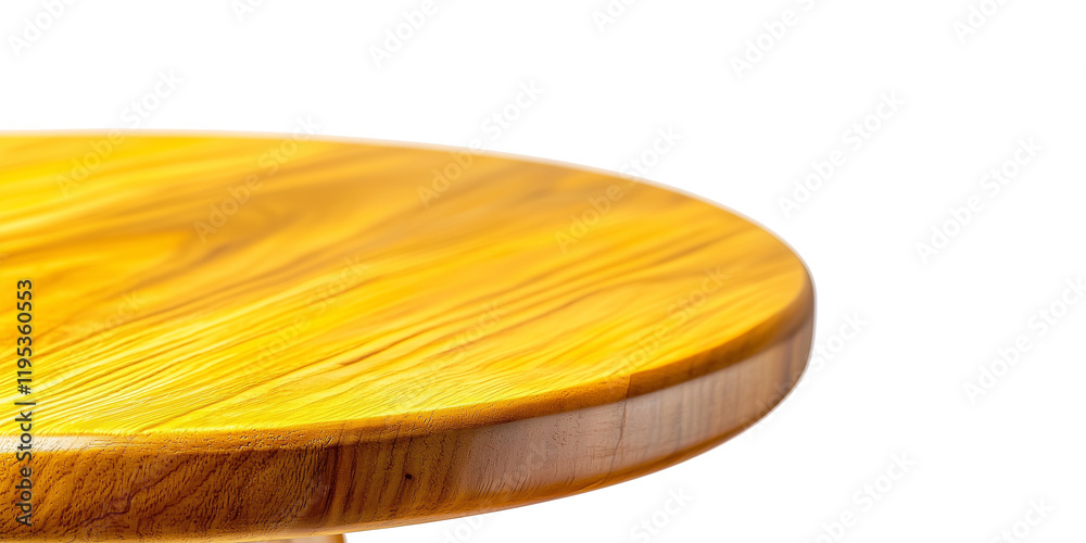 Poster Smooth yellow wooden table top with glossy finish, perfect for product display, isolated on transparency background. vibrant color and texture enhance its appeal for showcasing items
