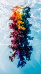 Abstract Rainbow Ink Underwater Swirl  Colorful Dye Diffusion  Fluid Art