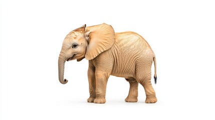 Obraz premium A young elephant stands gracefully, showcasing its majestic form and playful demeanor, embodying the beauty and gentleness of wildlife in nature.