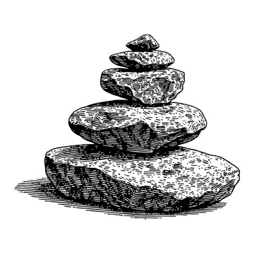 recommend clip art: Stack of Rough Rocks in Detailed Black and White Outline Line Art Drawing Illustration