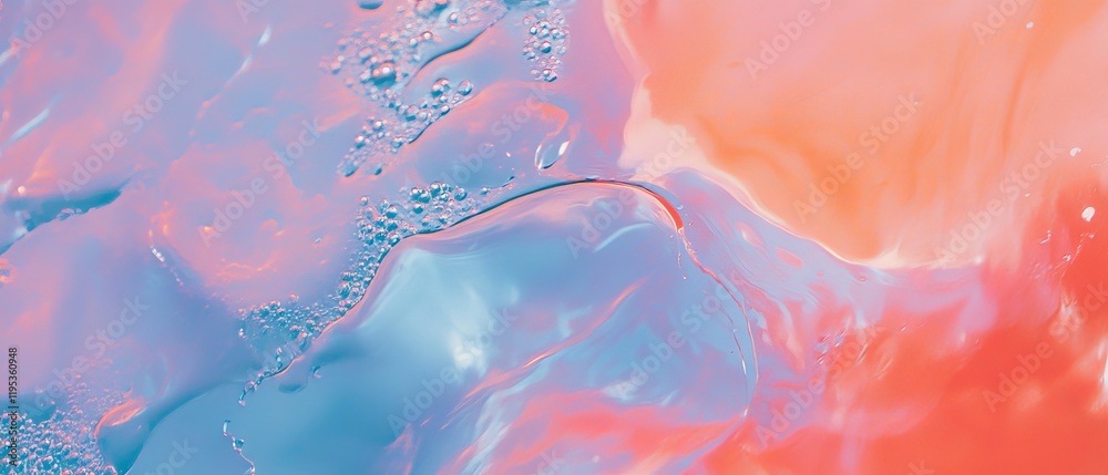 Fototapete colorful liquid interaction creates mesmerizing bubble patterns in abstract composition