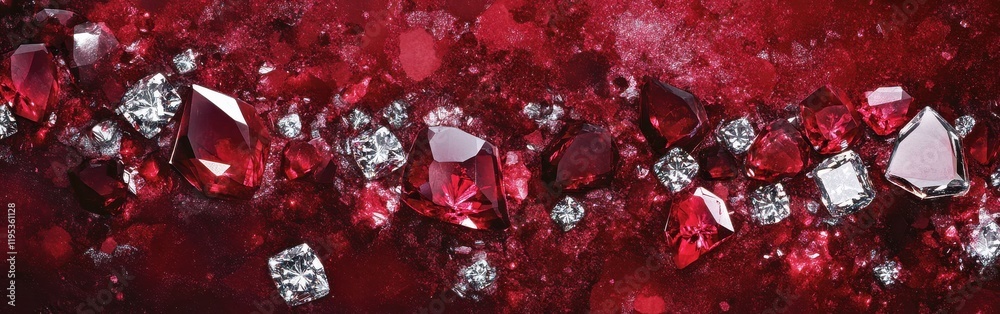 Aufkleber Sparkling ruby red and silver gems create a captivating display of elegance for special occasions and events
