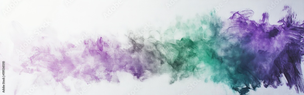 Poster Vibrant abstract canvas with dynamic colors blending into white space capturing fluidity and movement