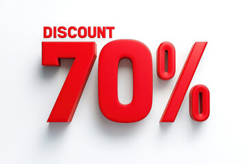 Bold red discount sign showcasing 70% off, perfect for promotions