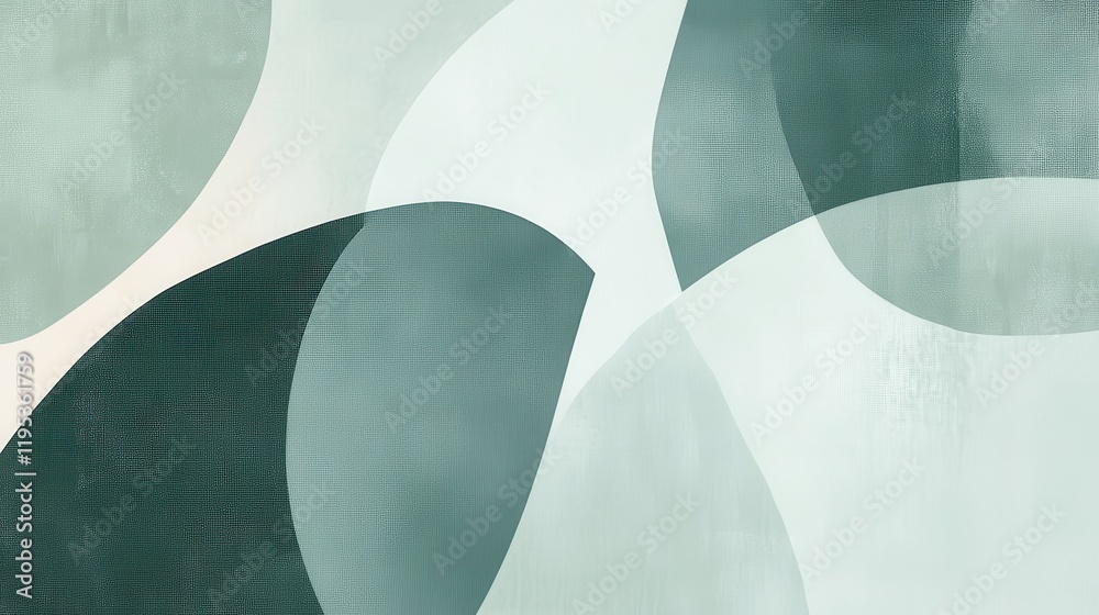Fototapete abstract design featuring muted mint hues with fluid shapes and soft contrasts creating a calming vi
