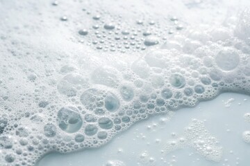 Naklejka premium Abstract Close-Up of White Soap Suds with Air Bubbles Forming a Wave-like Pattern