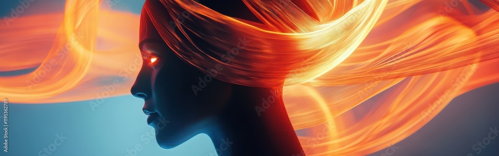 Aufkleber Surreal visualization of a dancer's profile with flowing colors and dynamic movement elements capturing motion and grace