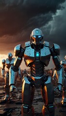 A vast army sleek futuristic robots.