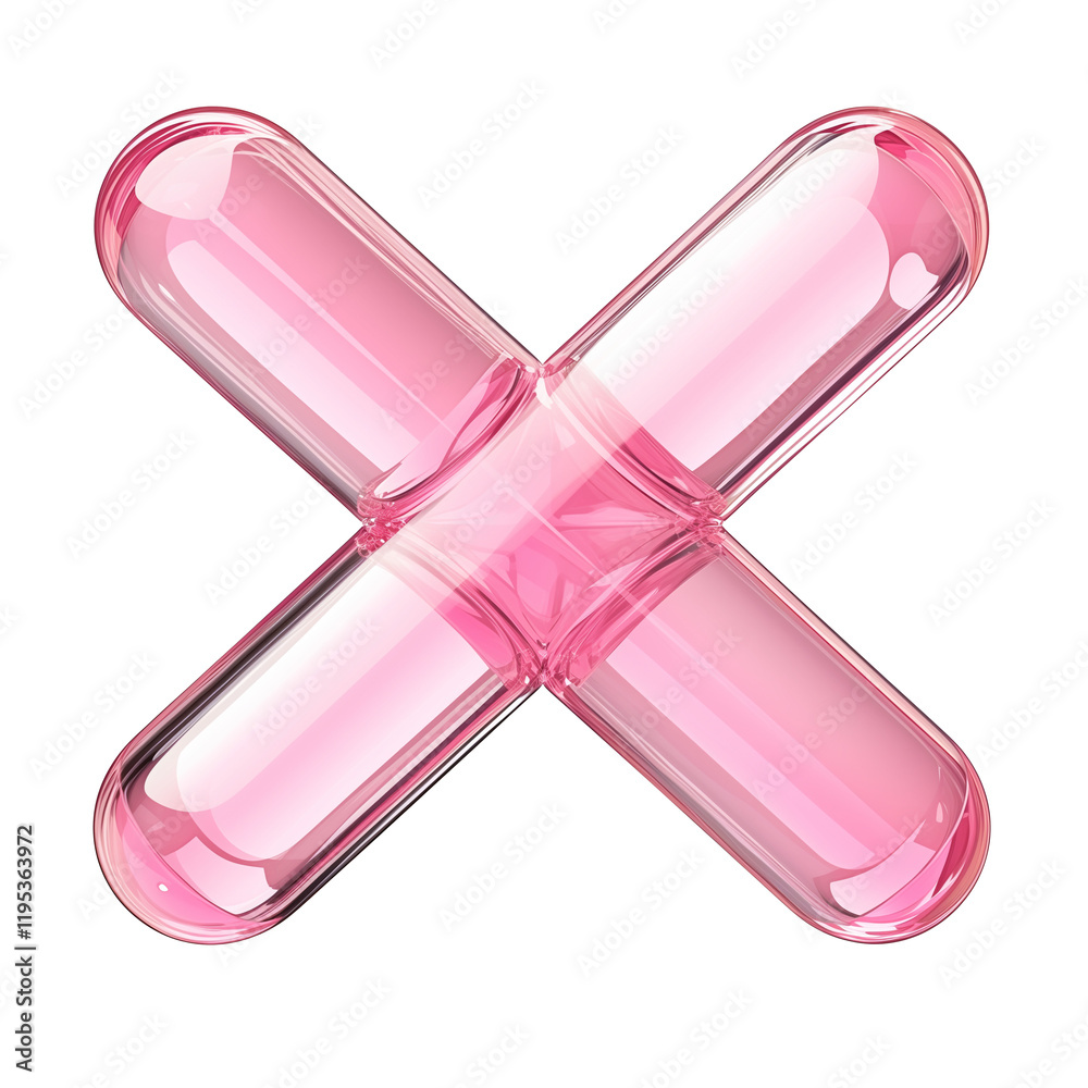 Aufkleber frosted pink x symbol with glossy appearance, isolated on transparency background, exudes modern and