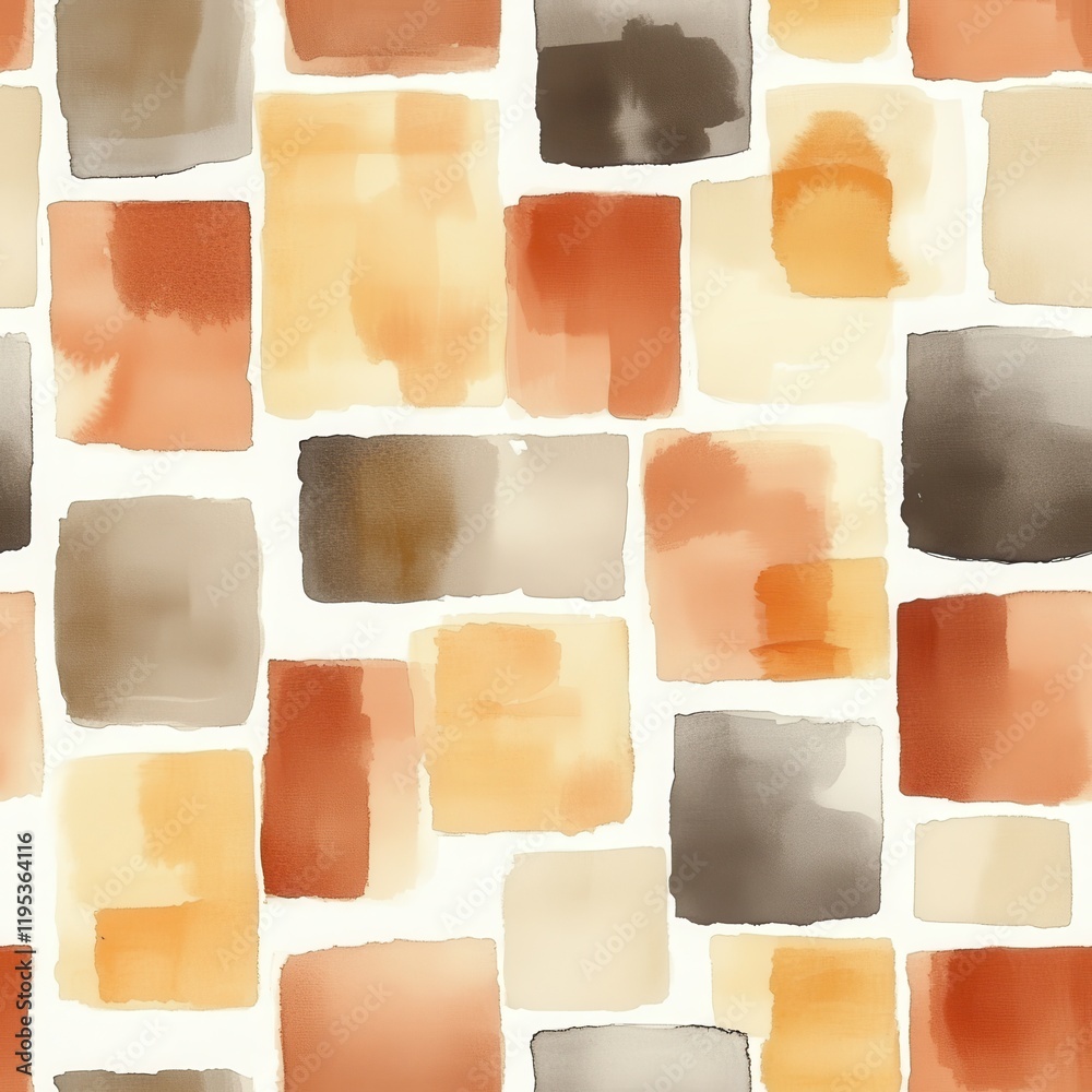 Aufkleber colorful watercolor doodle of abstract shapes in warm tones creating a playful and artistic texture