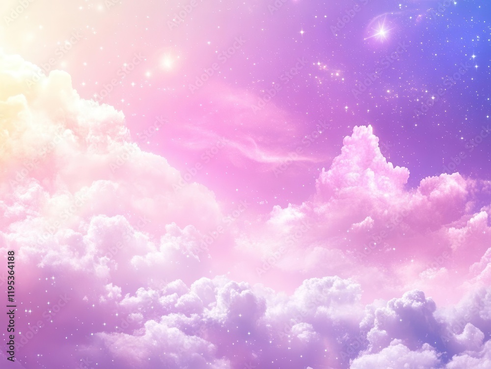 Canvas Prints magical celestial background with sparkling stardust and ethereal pink-purple nebula clouds creating